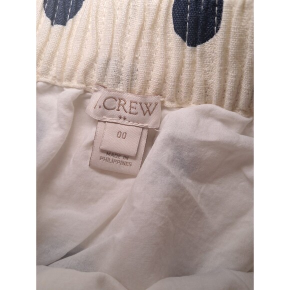 J. Crew Polka Dot Pull On Skirt Elastic Waist Linen Blend Cream Black Size 00 - Picture 2 of 10